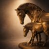CHIBRO Premium Resin Horse Showpiece for Home Decor | Elegant Golden & Black Horse Figurine | Luxury Tabletop Decorative Sculpture for Living Room, Office & Gifting (Golden Bond Stallion)
