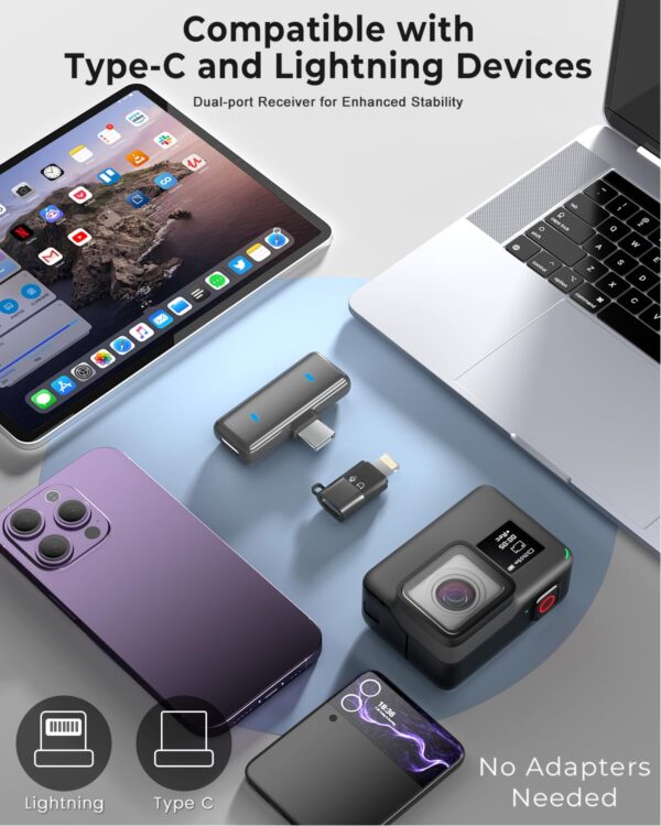 GRENARO P10 Wireless Mic for Youtubers with 3-Level Noise Reduction,Mic for YouTube Wireless with 40H Charging Case