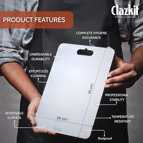 1774904591_Clazkit-Large-Stainless-Steel-Chopping-Cutting-Board-VegetableFruitBread-Meat-Durable-Safe-Heavy-Duty-360-x-250-x-1mm.jpg Clazkit Large Stainless Steel Chopping Cutting Board Vegetable,Fruit,Bread & Meat Durable Safe & Heavy Duty (360 x 250 x 1mm)