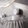 Primechoice Basin Sink Organizer with Suction + Adhesive Mount – Transparent Wall Shelf for Soap, Bottles, Sponge, Toothbrush & Cleaning Accessories | No-Drill Bathroom Storage Rack (Pack of 1)