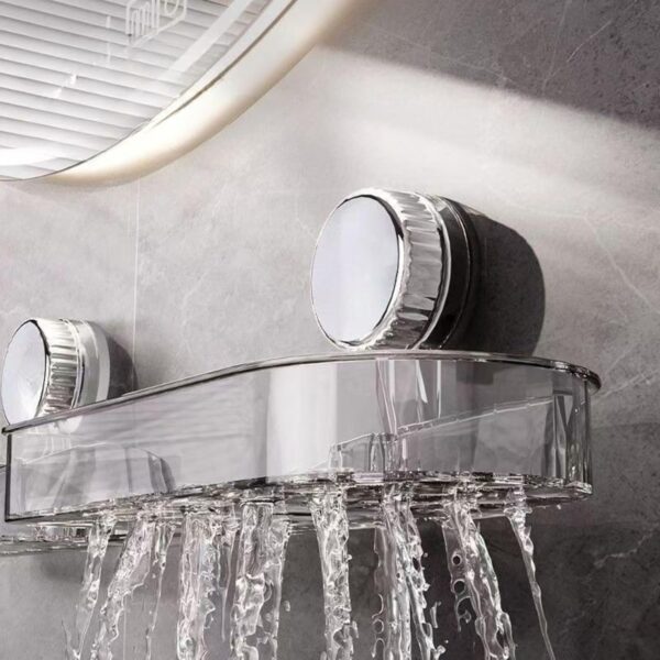 Primechoice Basin Sink Organizer with Suction + Adhesive Mount – Transparent Wall Shelf for Soap, Bottles, Sponge, Toothbrush & Cleaning Accessories | No-Drill Bathroom Storage Rack (Pack of 1)