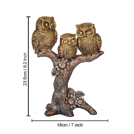 Owl Family Sitting on Tree Decorative Bird Showpieces Statue for Home Decor Living Room Bedroom Wall Shelf Table Top Decorative Item (Multicolour)