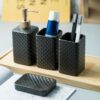 The Better Home 4pcs Ceramic Bathroom Set | Soap Dispenser for Bathroom(350ML), Toothbrush Holders & Soap Holder for Bathroom | Bathroom Accessories | Handwash Dispenser | Soap Case | Black
