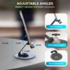 Amkette Ergo 360° Alloy Mobile Stand for Desk, Foldable Design with Stable Rotational Metallic Round Base, Multiple Height & Angle adjustments for Smartphones, Tablets & iPad (Black)
