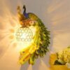 Wall Mounted LED Night Lamp | Wall Mounted Home Decor Item with Light | Resin Wall Decor Items for Living Room & Bedroom | Handicraft Wall Decor Item with Lamp for Decoration (Peacock)