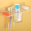 iSTAR 4 in 1 Multipurpose White Plastic Unbreakable Soap Dish Tooth Brush Holder Home Acrylic Bathroom Faucets Accessories 4 in 1 Corner Plastic Wall Shelf (1)