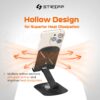 STRIFF mobSpin 360° Rotating Metal Phone Stand, Foldable Mobile Holder with Adjustable Height & Angle, Stable Round Base, Thick Case Friendly, for Smartphones, Tablets, Kindles & iPads – Black