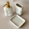 MASON HOME Lucent Bathroom Set - White (Set of 3) | Accessories Set - 1 Tray, 1 Tumbler & 1 Liquid Soap Dispenser | Toothbrush & Tooth Paste Stand - Handwash - Washroom Décor | Hotel - Home - Office
