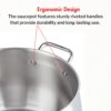 Vinod Almaty Stainless Steel Saucepot with Glass Lid, 2 Litre, 16 cm | 2.6 mm Thick SAS Base | Ideal for Soups, Curries, Pasta & Sauces | Riveted Handle | Induction & Gas Compatible | 2 Yr Warranty
