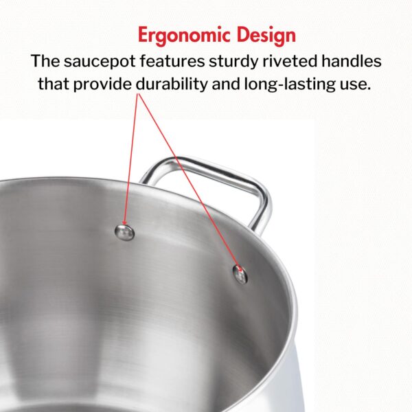 Vinod Almaty Stainless Steel Saucepot with Glass Lid, 2 Litre, 16 cm | 2.6 mm Thick SAS Base | Ideal for Soups, Curries, Pasta & Sauces | Riveted Handle | Induction & Gas Compatible | 2 Yr Warranty