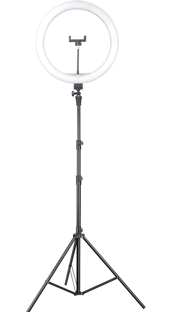 Osaka® 14Inch Professional LED Ring Light 15W Dimmable Extra Bright Lighting with 2 Color Modes for Photo Shoot Video Shoot Live Stream Makeup Compatible with iPhone & Android Smartphones.