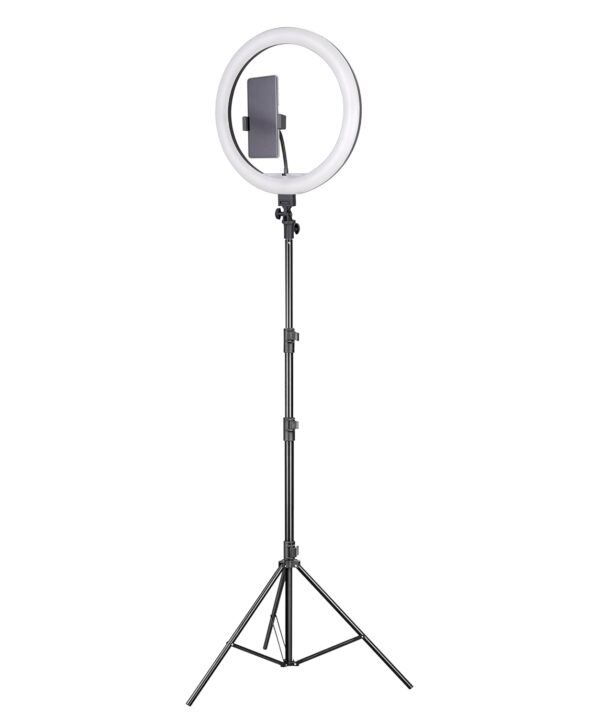 Osaka® 14Inch Professional LED Ring Light 15W Dimmable Extra Bright Lighting with 2 Color Modes for Photo Shoot Video Shoot Live Stream Makeup Compatible with iPhone & Android Smartphones.