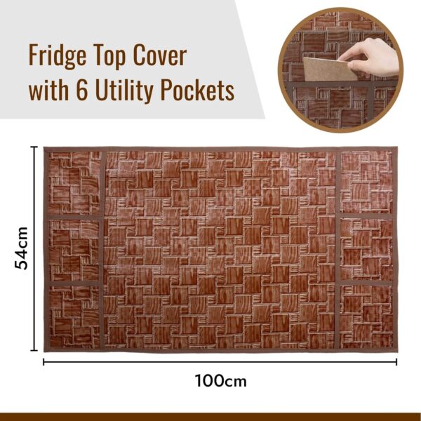 1774941445_Kuber-Industries-Fridge-Top-Cover-Fridge-Top-Cover-with-Pockets-Refrigerator-Top-Cover-for-Kitchen-Fridge-Top-Cover-with-6-Utility-Pockets-New-Check-Fridge-Cover-Brown.jpg Kuber Industries Fridge Top Cover | Fridge Top Cover with Pockets | Refrigerator Top Cover for Kitchen | Fridge Top Cover with 6 Utility Pockets | New Check Fridge Cover | Brown