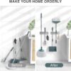 Wall Mounted Mop & Broom Holder with Hooks | Stainless Steel Organizer Rack for Cleaning Tools, Mops, Brooms, Brushes & Accessories | Space Saving Storage for Bathroom, Kitchen [2 piece]