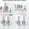 Wall Mounted Mop & Broom Holder with Hooks | Stainless Steel Organizer Rack for Cleaning Tools, Mops, Brooms, Brushes & Accessories | Space Saving Storage for Bathroom, Kitchen [2 piece]