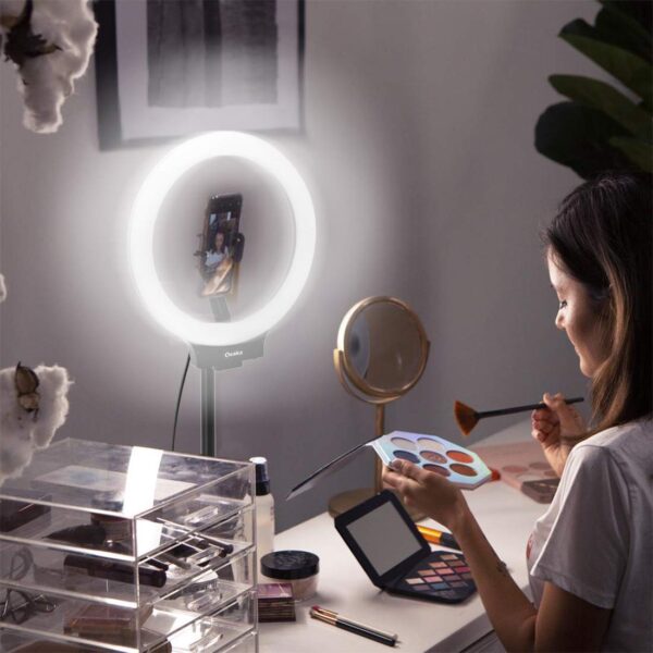 Osaka­® 10" (25.4 cm) Professional LED Ring Light with Tripod Stand for Mobile Phones & Camera, 3 Color Temperature Mode Dimmable Lighting for Photo Shoot YouTube Video Shooting