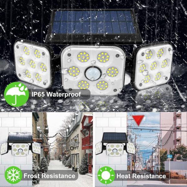 Outdoor Solar Light, Solar Light with Motion Sensor Ip65 Waterproof 138 Led Outdoor Solar Floodlight 3 Heads for Garden (2)