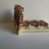 Three Wise Monkeys Decorative Ceramic Figurine, Brown, Speak No Evil See No Evil Hear No Evil Theme, Traditional Japanese Style (Brown)