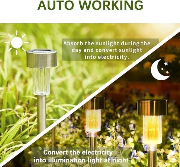 XSOURCE Solar Outdoor Lights Solar Lights Solar Garden Lights for Patio, Lawn, Yard and Landscape Stainless Steel LED Pathway Lights Outdoor Solar Lights Outdoor Waterproof (Warm White, 5)