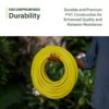 Garbnoire 20 Meter 0.5 Inch PVC Yellow Water Pipe| Lightweight, Durable & Flexible| Hose with Accessories Connector & Clamps| Watering Garden, Cleaning, Outdoor-Indoor Use (20 Meter (65.61 Feet))