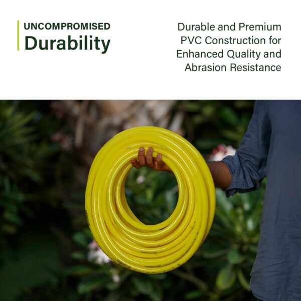 Garbnoire 20 Meter 0.5 Inch PVC Yellow Water Pipe| Lightweight, Durable & Flexible| Hose with Accessories Connector & Clamps| Watering Garden, Cleaning, Outdoor-Indoor Use (20 Meter (65.61 Feet))