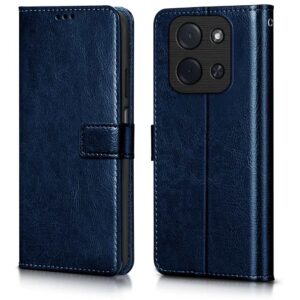 WOW IMAGINE Shock Proof Flip Cover Back Case Cover for Mi Redmi 15C 5G | Poco C85 5G 2025 (Flexible | Leather Finish | Card Pockets Wallet & Stand | Blue)