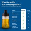 HomeWiz BPA-Free Plastic Oil Dispenser Bottle with Silicone Brush | Perfect for Air-Fryer Low-Oil Cooking, Baking, BBQ & Marinating | Easy-Pour Drip-Free Kitchen Oil Container – 350ml