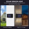 Gesto Plastic 8W Solar Up Down Wall Sconce Light Waterproof 2-Way Led Outdoor Wall Lamp with 1200mAh Battery,Auto Day Off & Night On,Exterior Light for Garden,Fence,Balcony,Patio,Stairs- Pack of 2