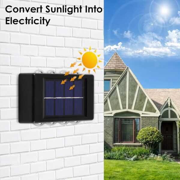 Gesto Plastic 8W Solar Up Down Wall Sconce Light Waterproof 2-Way Led Outdoor Wall Lamp with 1200mAh Battery,Auto Day Off & Night On,Exterior Light for Garden,Fence,Balcony,Patio,Stairs- Pack of 2