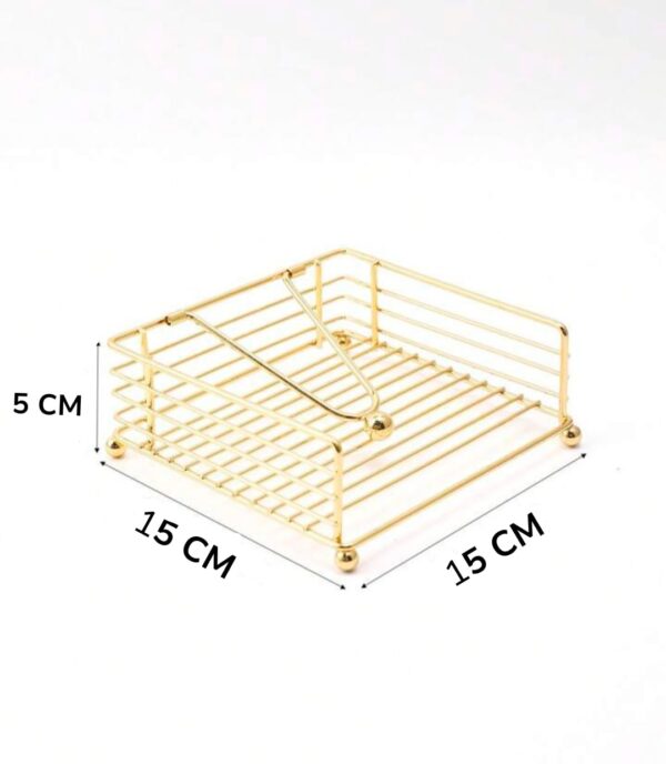 Napkin Holder for Dining Table - Square Shaped with Weighted Arm - Modern Tissue Paper Holder for Kitchen, Restaurant, Farmhouse, Gold - Diwali Decoration - Hotel Tableware (Gold)