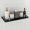 Wall Mount Black Glass Shelf for Bathroom Rack, Glass Shelf for Kitchen, Bathroom Shelf for Wall,Bathroom Racks and Shelves, Bathroom Accessories and Organiser [12X6 INCH] Set-1