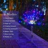 Marrone 2 Pack Outdoor Solar Garden Light, 8 Light Mode Firefly Starburst Firework Light for Pathway Patio Lawn Backyard Flowerbed Party Christmas Decorations with 120 LED