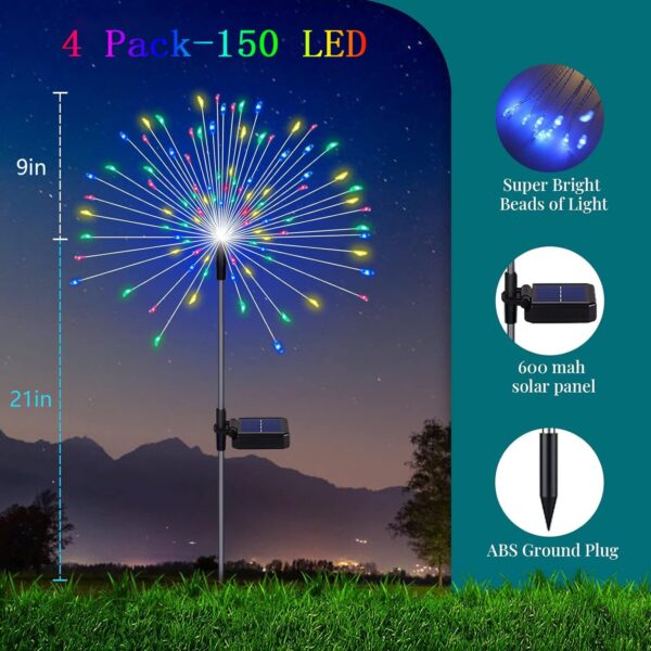 Marrone 2 Pack Outdoor Solar Garden Light, 8 Light Mode Firefly Starburst Firework Light for Pathway Patio Lawn Backyard Flowerbed Party Christmas Decorations with 120 LED