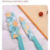 Deeliance Stainless Steel 3-Piece Kitchen Knife Set Chef Knife Set | Meat Knife with Sharp Blade with Ergonomic Handle for Home Kitchen and Restaurant - Orange-Sky Blue