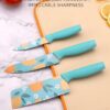 Deeliance Stainless Steel 3-Piece Kitchen Knife Set Chef Knife Set | Meat Knife with Sharp Blade with Ergonomic Handle for Home Kitchen and Restaurant - Orange-Sky Blue