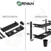 GRIVAN Stainless Steel 2-Tier Bathroom Accessories Set – Heavy Duty Bathroom Shelves with Dual Soap Holder, Toothbrush Holder & Tumbler | Wall Mounted Bathroom Organizer (Black Matte)