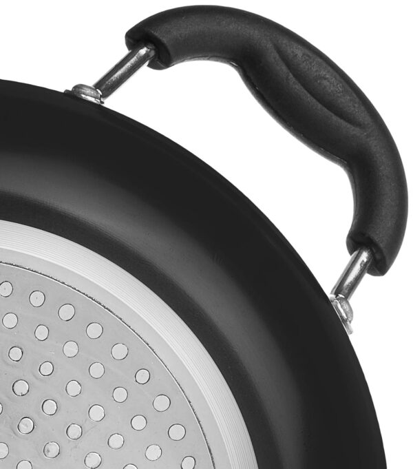 Amazon Brand - Solimo - Hard Anodized Deep Kadhai With Induction Bottom And Glass Lid (22 Cm), Black