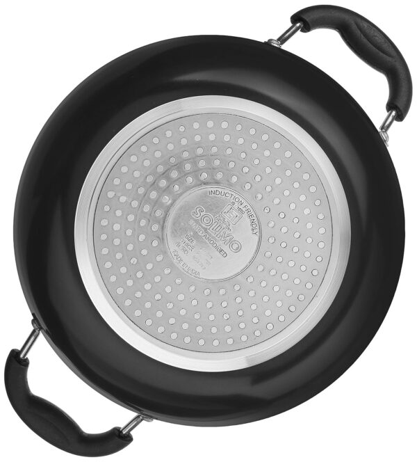 Amazon Brand - Solimo - Hard Anodized Deep Kadhai With Induction Bottom And Glass Lid (22 Cm), Black