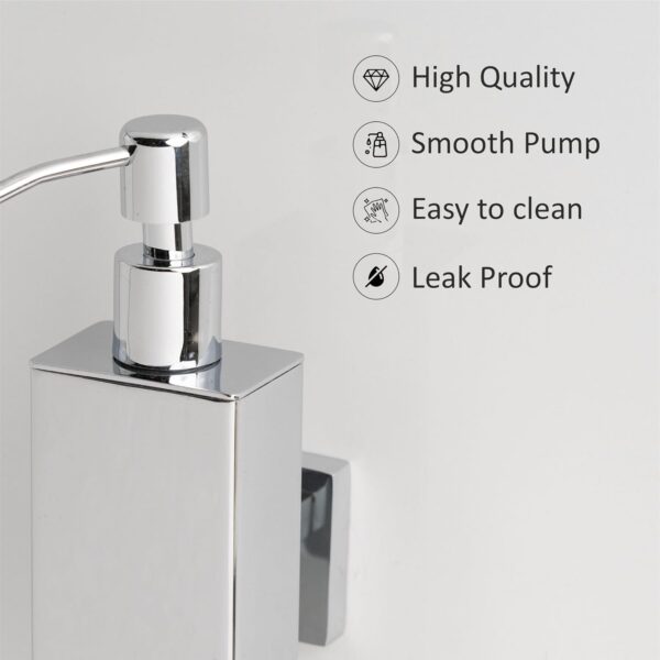Aquarium Wall Mounted Liquid Handwash Dispenser Bottle - Chrome Plated Stainless Steel 304 | Refillable Liquid Soap Dispenser for Bathroom, Kitchen & Wash Basin | OTS