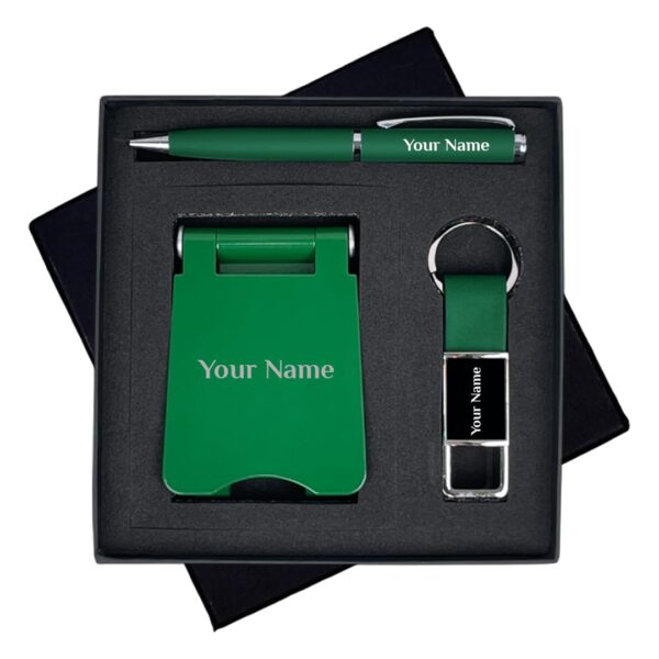 Giftana 3 in 1 Personalized Pen with Keychain and Mobile Giftana 3 in 1 Personalized Pen with Keychain and Mobile Stand with Name, Customized Gifts for Men and Women, Personalized Gift for Doctors, New Year Corporate Gift Set for Employee