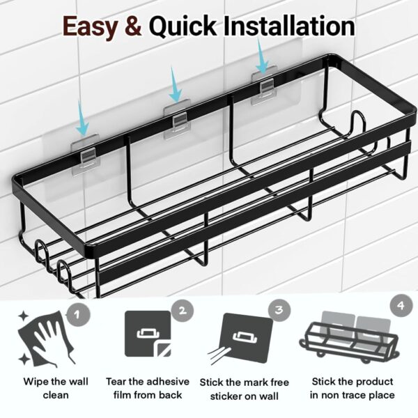 SNAPTRON 6 in 1 Self Adhesive Shelf Organizer/Bathroom Metal Racks and Shelves for Wall/Soap Holder & Tooth Brush Holder/Wall Stand for Bathroom Without Drill/Bathroom Accessories