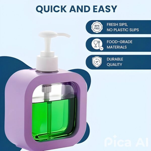 300ml handwash Dispenser Bottle - Liquid Soap, Dish Soap, and Shampoo Dispenser for Kitchen Sink, Bathroom- Refillable soap Dispenser for wash Basin, Kitchen Accessories Items for Home (Purple)