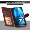 Pikkme Mi Redmi 10 Prime Flip Cover Leather Finish Wallet Back Case for Mi Redmi 10 Prime (Brown)