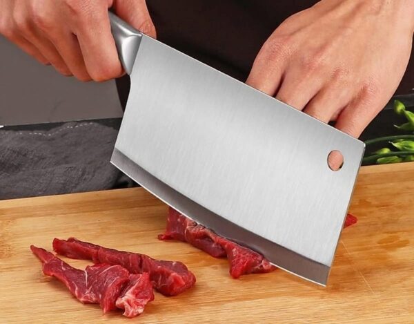 yomith Stainless Steel Home Kitchen Chef Knife, Santoku Knife, Cleaver knive Comfortable Handle Sharp Knife for Cutting, Chopping, Slicing, Fruits Vegetables and Meat (3 PCS Set C-A/C-B/C-C)