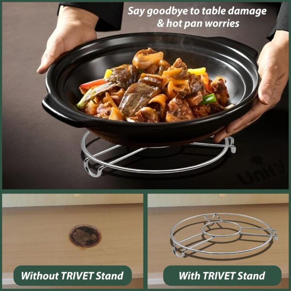 Unify 3 Pieces Stainless Steel Trivets Hot Pot Mat Stand for Kitchen Utensil Vessel Holder/Dining Table/Cooker Ring/Cooling Steaming Rack Stand/Round Pads Holder Cookware Fit (Size-6,7, 8)