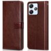 WOW IMAGINE Shock Proof Flip Cover Back Case Cover for WOW IMAGINE Shock Proof Flip Cover Back Case Cover for Mi Redmi 12 5G | Redmi 12 4G | Poco M6 Pro 5G (Flexible | Leather Finish | Card Pockets Wallet & Stand | Chestnut Brown)