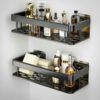 2-Pack Aluminium Self Adhesive Bathroom Shelf Organizer – Wall Mounted, Organiser Without Drill, Floating Storage Rack Holder Stand for Bathroom, Kitchen Accessories - Large Capacity Rustproof