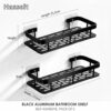 2-Pack Aluminium Self Adhesive Bathroom Shelf Organizer – Wall Mounted, Organiser Without Drill, Floating Storage Rack Holder Stand for Bathroom, Kitchen Accessories - Large Capacity Rustproof