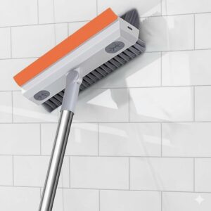 2-in-1 Bathroom Cleaning Brush with Wiper - Long Handle 180° Rotate Toilet Brush, Tiles Cleaning, Floor Scrub for Kitchen and Bathroom Accessories (1 Orange 3 in 1)