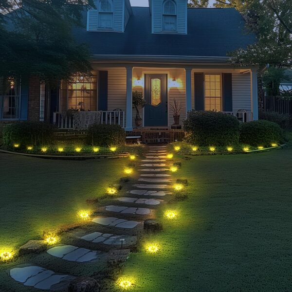 20 Pack Solar Ground Lights, 8 LED Solar Powered Disk Lights Waterproof Garden Landscape Lighting for Yard Patio Driveway Pathway Walkway (Warm White)